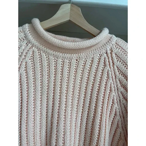 Vintage Rolled Collar Rollneck Crewneck Sweater - Size Large, Light Pink - Picture 7 of 10